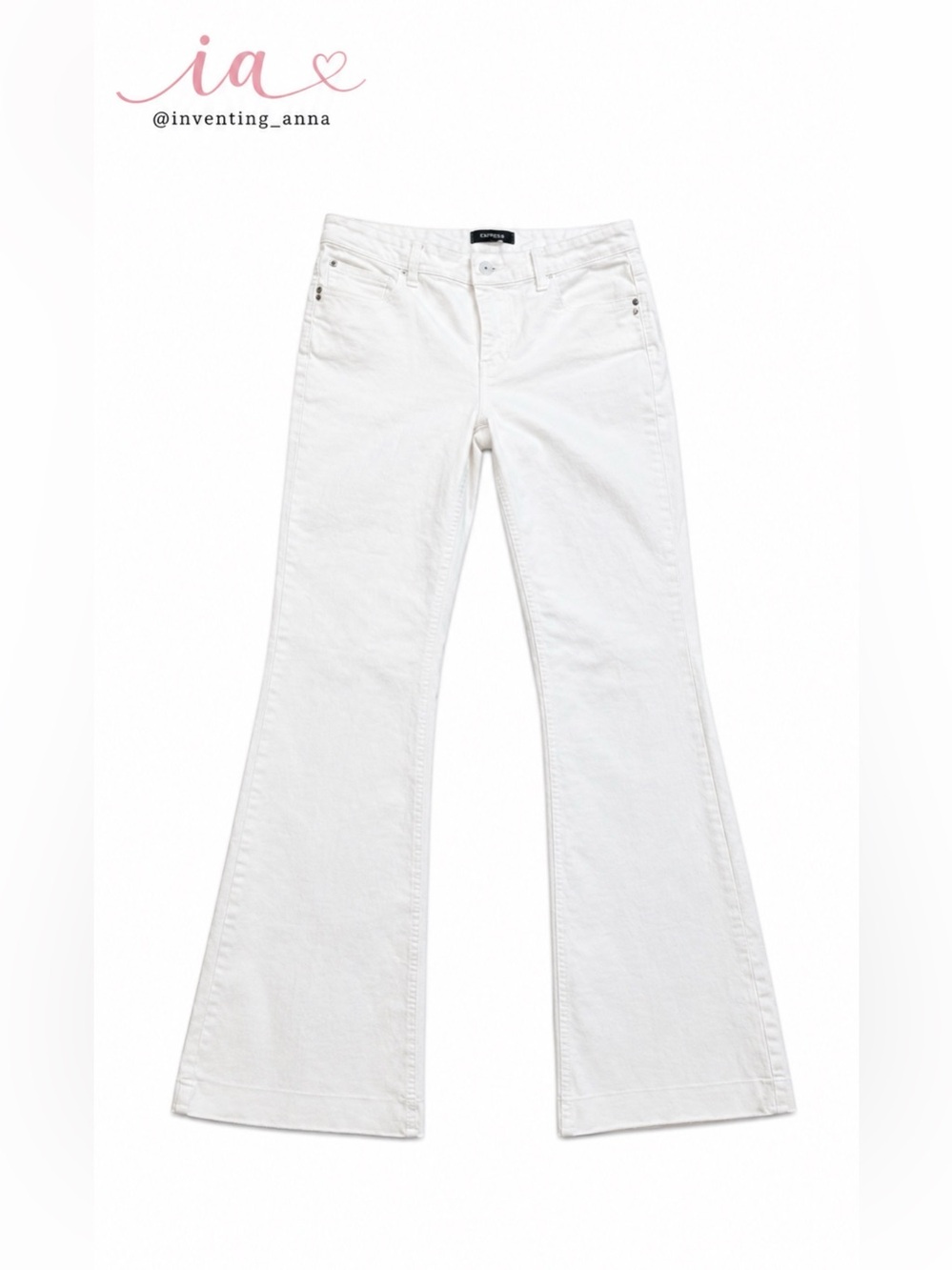 WHBM True White Jean Trousers w/Front and Back Pockets Adorned w/Rhinestones